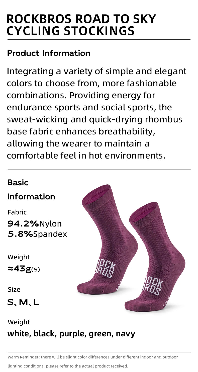Running Socks Accessories: ROCKBROS 1 Pair High Elastic, Shock Absorbing, Breathable Running, Hiking, Walking, Cycling Sports Socks / Rungear