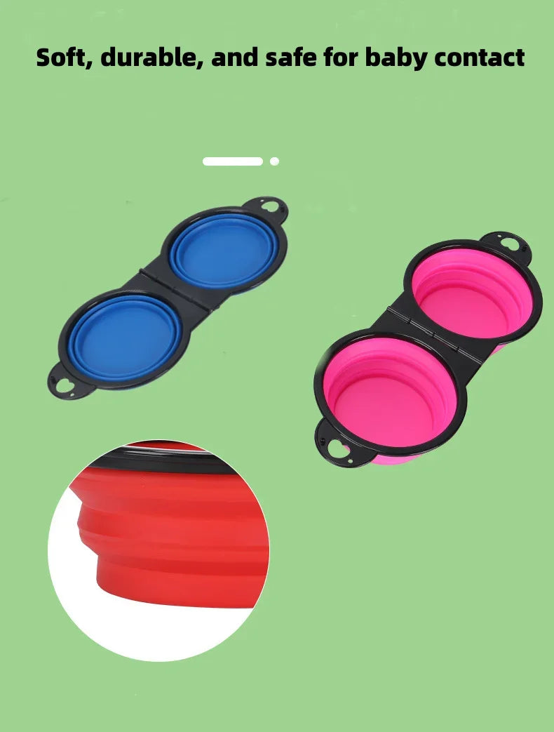 2-in-1 Foldable Portable Outdoor Travel Dual Food And Water Bowl