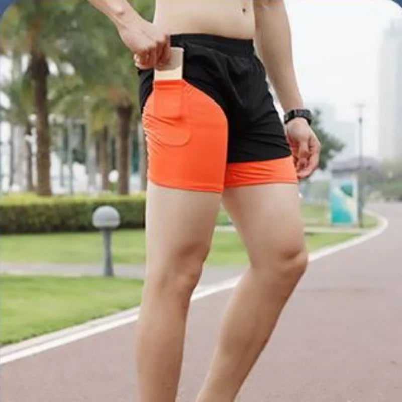 NEW Men's 2 in 1 Summer Sportswear Short For Gym Fitness Training Jogging Running