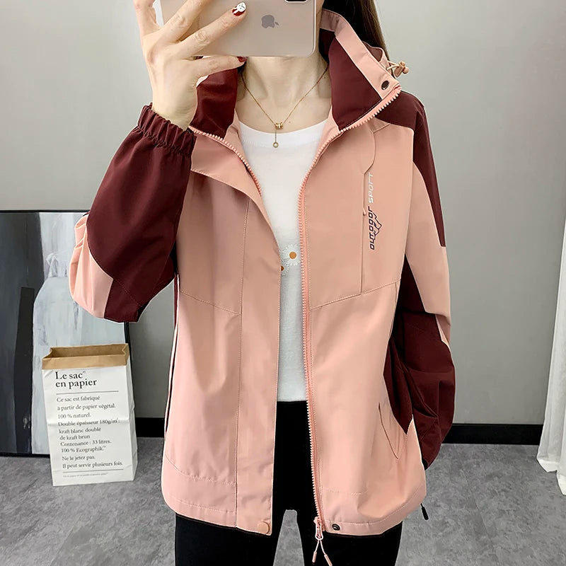 Women's Winter Apparel: Waterproof, Hooded, Outdoors Climbing, Hiking, Running Sports Patchwork Jacket / Rungear