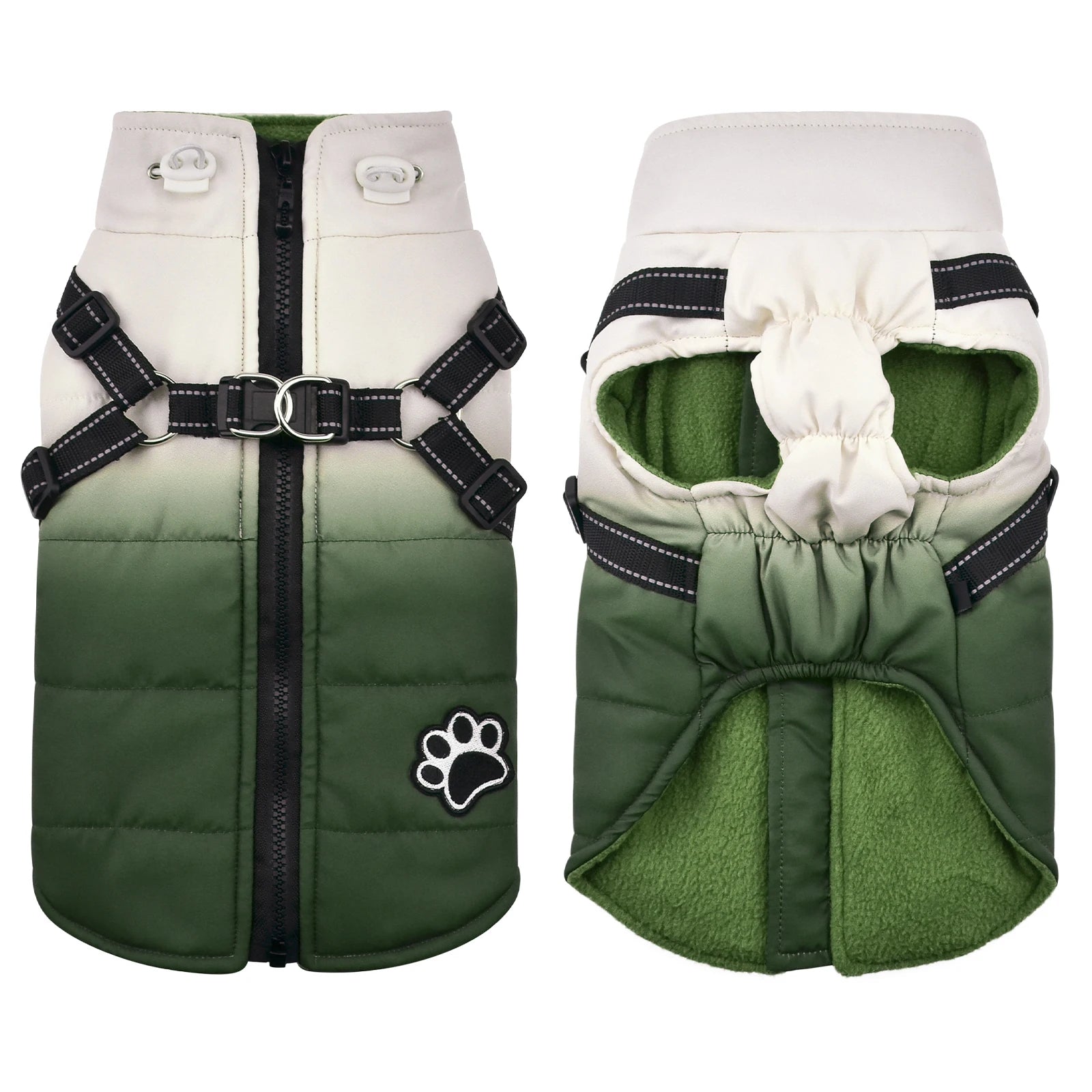 Dog Jacket Accessories: Winter Warm, Reflective, Windproof Harness With Back Zipper / Rungear