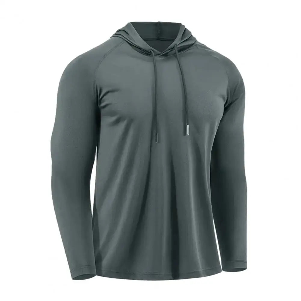 Men's Quick Dry Apparel: Long Sleeve, Sweat-Wicking Hooded, Loose-Fitted T-Shirt for Running, Hiking, All Sports / Rungear