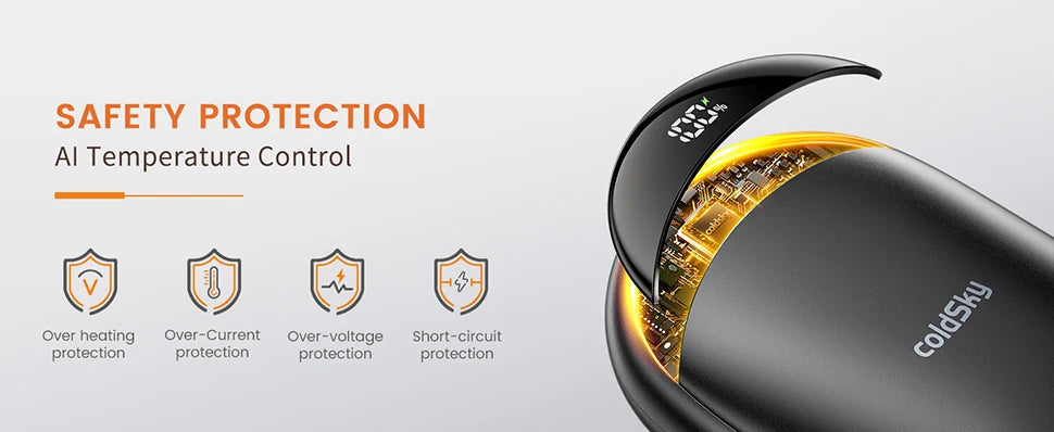 Portable 2-in-1 Rechargeable Magnetic Electric Hand Warmers with Digital Display