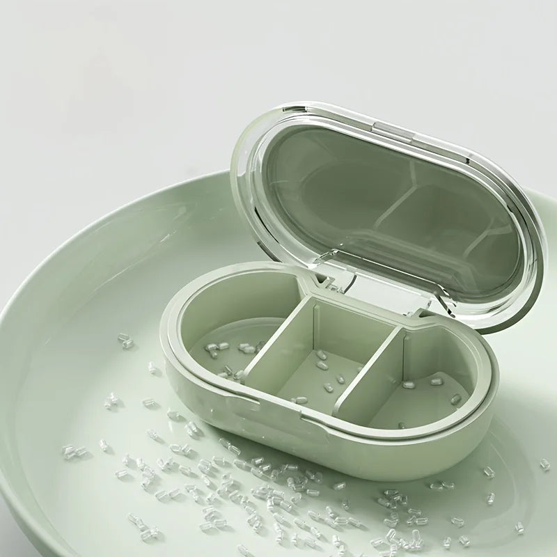 Portable Travel Size Moisture-Proof Medicine Box with Three Compartment Storage
