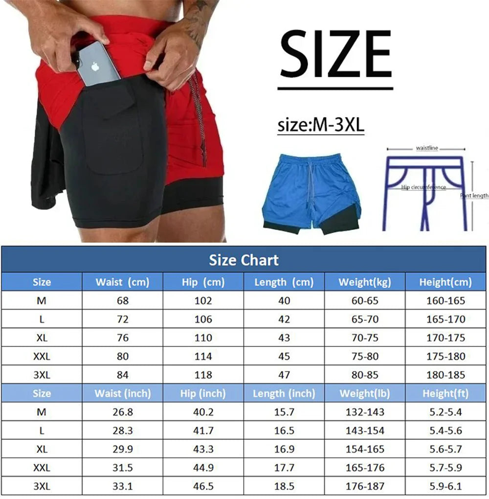 Men's Running Apparel: 2-in-1 Breathable, Quick-Dry, Double-Layer Sports Shorts M-3XL / Rungear