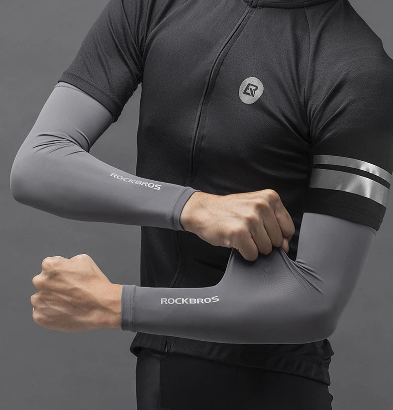 Compression Apparel Gear: ROCKBROS Breathable, Quick-Dry UV Protection Ice Fabric Sports Arm Sleeves / Rungear