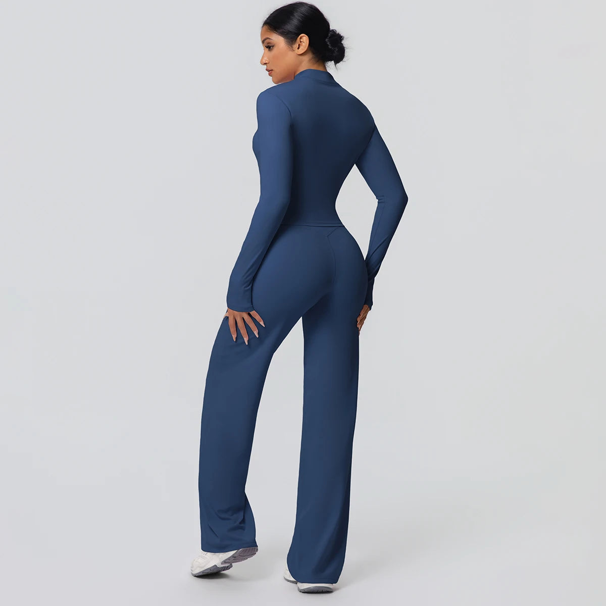 Women's Quick Dry Apparel: 2PC Long Sleeve, High Waisted, Wide Leg, Sports Fitness Clothing Set / Rungear