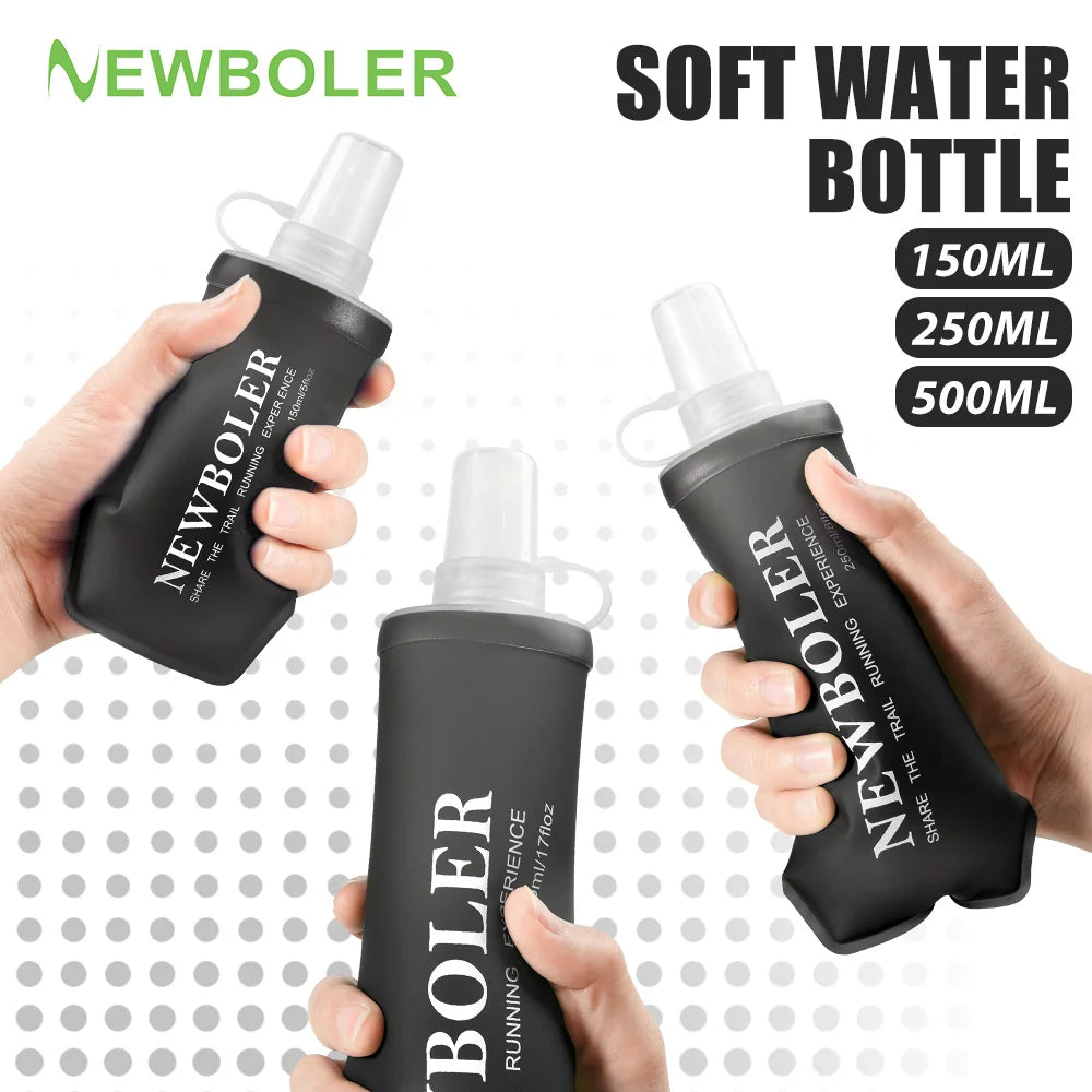 Hydration Gear Accessories: 150/250/500ml TPU Folding, Portable, Soft Flask Drink Water Bottle for Running, Hiking, All Sports / Rungear