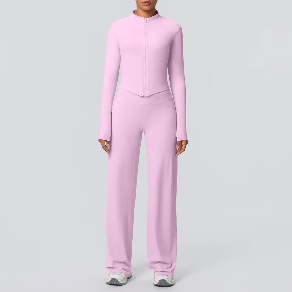Women's Quick Dry Apparel: 2PC Long Sleeve, High Waisted, Wide Leg, Sports Fitness Clothing Set / Rungear