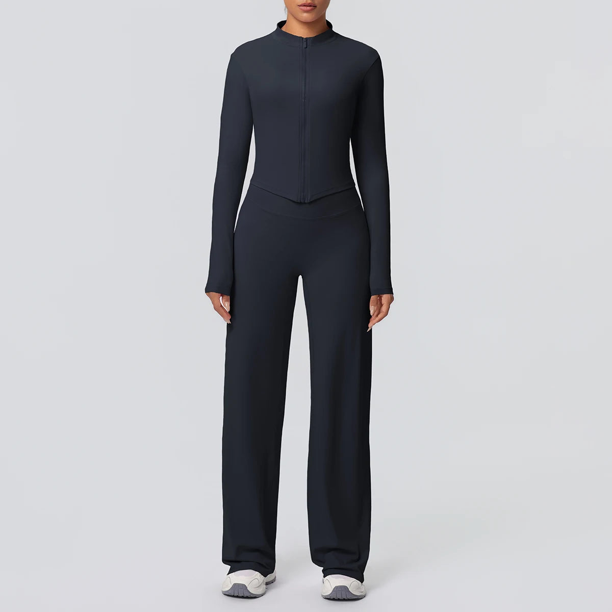 Women's Quick Dry Apparel: 2PC Long Sleeve, High Waisted, Wide Leg, Sports Fitness Clothing Set / Rungear