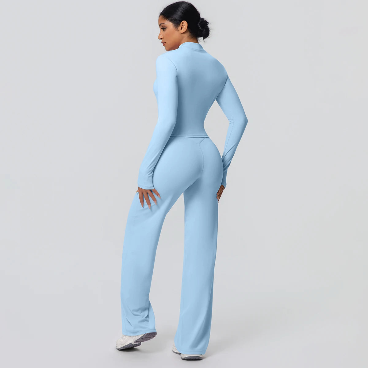 Women's Quick Dry Apparel: 2PC Long Sleeve, High Waisted, Wide Leg, Sports Fitness Clothing Set / Rungear