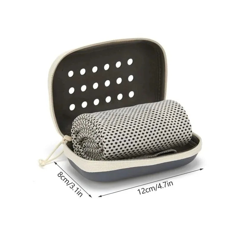 Quick Dry Towel Accessories: Soft, Breathable, Sweat Absorbent Towel with Storage Box for All Sports, Running, Gym Fitness / Rungear