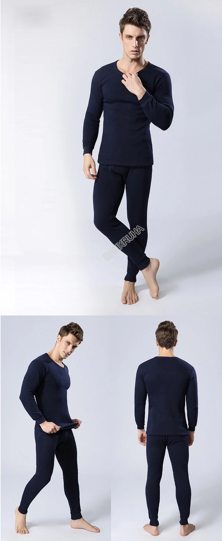 Men's Thermal Apparel: Winter Fleece ,Thick Thermal Long John Underwear Sets / Rungear
