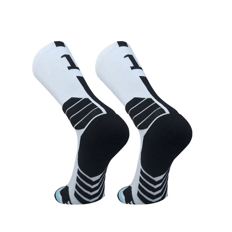 Running Compression Gear: Unisex, High Quality, Towel Bottom, Compression Sports Socks With Number Print / Rungear