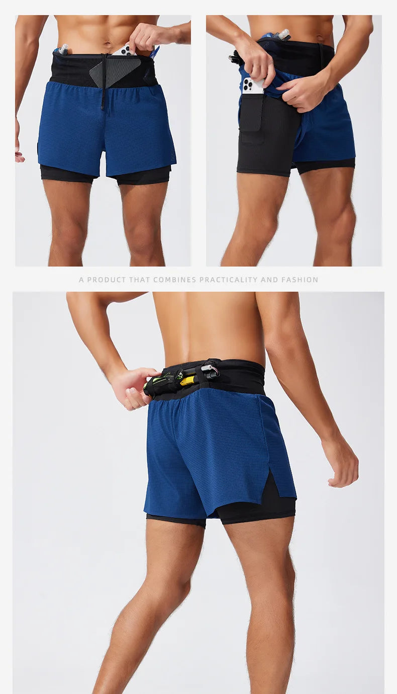 Men's Activewear Shorts: Summer Double Layer, Quick Dry, Breathable Running Sports Shorts / Rungear