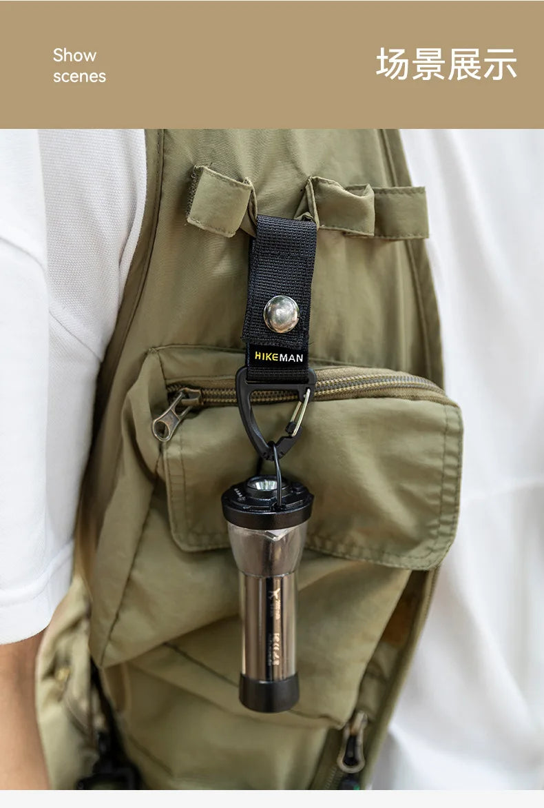 Trail Gear Accessories: HIKEMAN Nylon Webbing Carabiner, Multi Tool Clip Keychain / Rungear