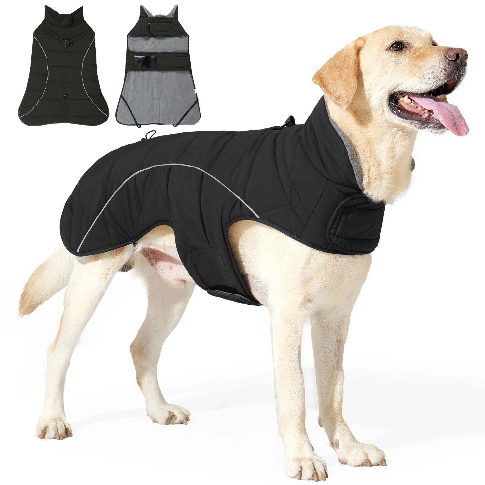 Dog Jackets Gear: Waterproof, Winter, Warm Windproof, Reflective, Adjustable Jacket Vest for Dogs With Hook & Loop / Rungear