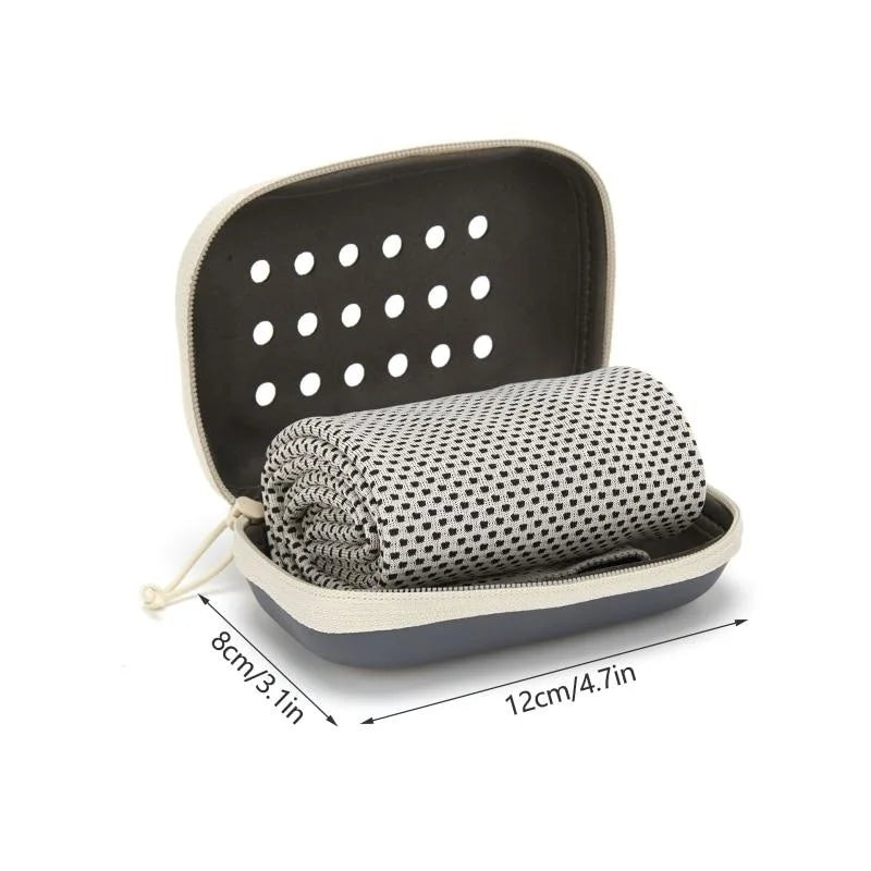 Quick Dry Towel Accessories: Soft, Breathable, Sweat Absorbent Towel with Storage Box for All Sports, Running, Gym Fitness / Rungear