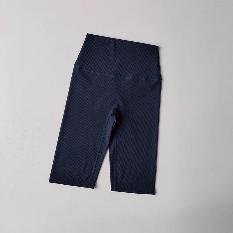 Women's Activewear Apparel: Solid Colour, Ribbed, High Waisted Fitness Sport Shorts / Rungear