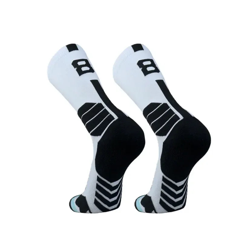 Running Compression Gear: Unisex, High Quality, Towel Bottom, Compression Sports Socks With Number Print / Rungear