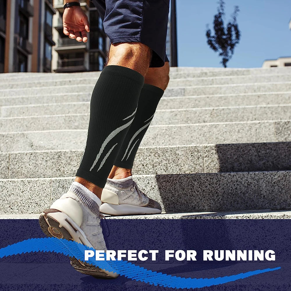 Running Compression Gear: 1Pair Calf Compression Sleeves for Men & Women (20-30mmhg) for Running, Cycling, Shin Splints Support / Rungear