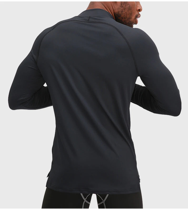 Men's Compression Apparel: 1/4 Zip, Moisture Wicking Shirts with Thumb Holes, Long Sleeves / Rungear