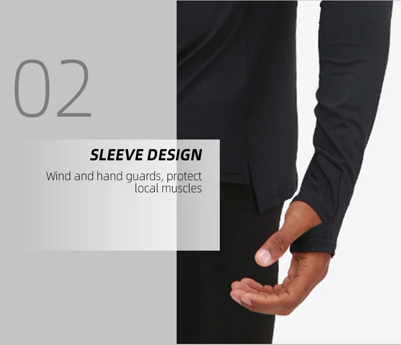 Men's Compression Apparel: 1/4 Zip, Moisture Wicking Shirts with Thumb Holes, Long Sleeves / Rungear